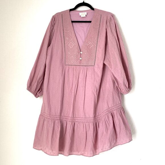 Starling Reine Dress Women 16 Dusty Pink Rose Puff Cottagecore Boho Peasant - Picture 3 of 12